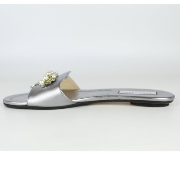 NEW JIMMY CHOO Embellished Metallic Slides - Flats for Resort, Events or Bridal - Picture 4 of 16